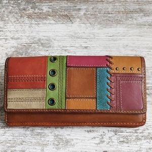 ⚂Fossil Patchwork Leather Rainbow Wallet